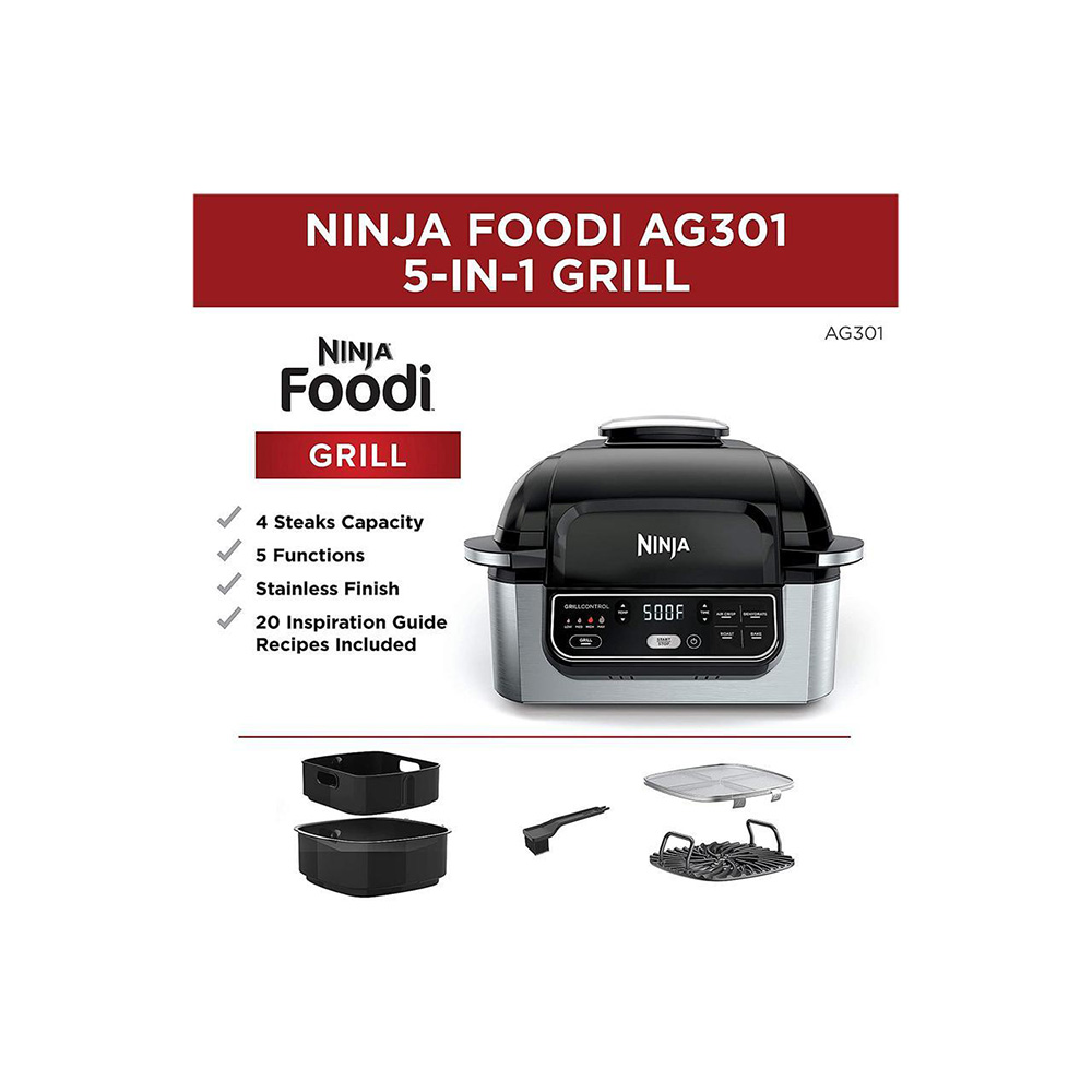 Restored NINJA Foodi AG301 5-in-1 4-Qt. Air Fryer, Roast, Bake, Dehydrate  Indoor Grill (Refurbished)